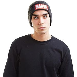 Marvel Comics Logo Heren Beanie Hoed, houtskool, One size
