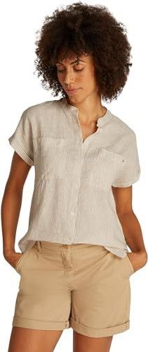 TOMMY HILFIGER - ESS LINNEN KRAAGLOZE S/S BLOUSE - Wit - 40