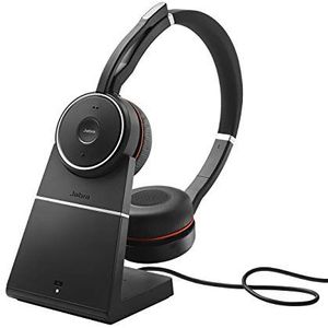 Jabra 7599-848-199 Evolve 75 SE draadloze stereo Bluetooth headset - met noise cancelling microphone, ANC en oplaadhouder voor Google Meet en Zoom, werkt met alle andere platformen - zwart