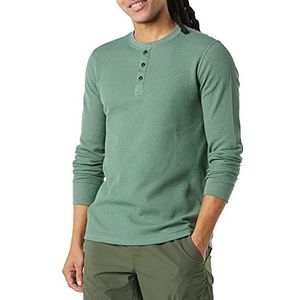 Amazon Essentials Heren Regular-Fit Henley-shirt met lange mouwen, groen, XXL