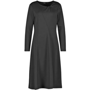 Taifun Dames midi-jurk met lange mouwen, effen, kuitlang, zwart, 46