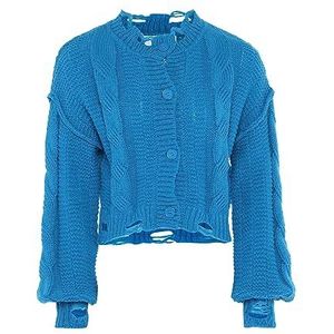 gaya Dames enkele rij gebreide cardigan turkoois XL/XXL, turquoise, XL