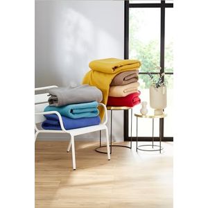 Toison d'or Narvik Dubbelzijdige deken van polyester, 180 cm x 220 cm, afmeting, taupe/naturel