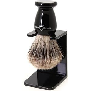 Edwin Jagger 1EJ946SDS Klassiek Best Dassenhaar Exfoliërende Scheerkwast met Voet voor Scheerschuim of Scheerzeep voor Mannen en Vrouwen (Imitatie Ebbenhout)