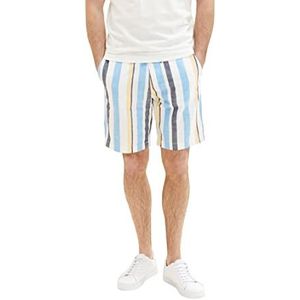 TOM TAILOR Heren Regular Fit Sweat Shorts, 31778 - Blue Multicolor Big Stripe, L