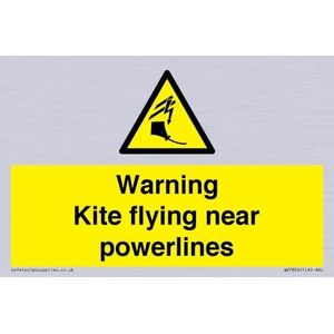 Waarschuwing vlieger vliegen in de buurt van powerlines teken - 150x100mm - A6L