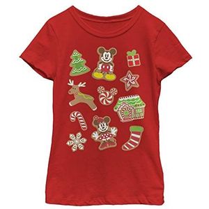 Disney Characters Gingerbread Mouses Girl's Solid Crew Tee, Rood, X-Small, Rot, XS
