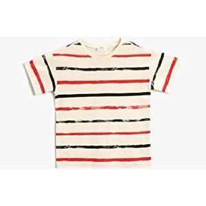 Koton Jongen Gestreiftes T-Shirt Kurzarm Baumwolle, Rode strepen (05z), 11-12 Jaren