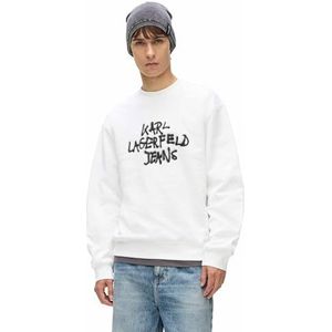 KARL LAGERFELD JEANS, Heren, Regular Graffiti Sweat, Regular Fit, White, XS, wit, XS