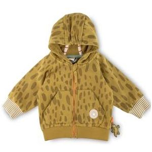 Sigikid Sweatjack voor babyjongens met capuchon en gecko-applicatie op de rug, groene jas, 86