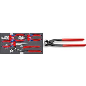 Knipex Tangenset met schuimrubberen inlay 00 20 01 V15 & Knipex Moniertang (rabitz- en vlechtertang) zwart geatramenteerd, met kunststof bekleed 250 mm 99 01 250