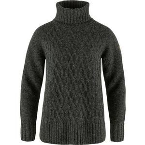 Fjallraven 84793-030 Övik Cable Knit Roller Neck W Longshirt Dames Donkergrijs Maat XL