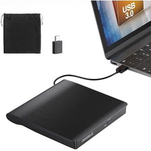 ORIGBELIE Externe DVD Speler voor Laptop, Plug & Play Externe DVD Brander, USB 3.0 & TPYE C CD/DVD +/-RW Drive, Draagbaar CD Speler voor PC Laptop Desktop Macbook Pro/Air Windows 11/10/8/7/XP Linux OS