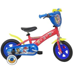 A.T.L.A.S. Paw Patrol kinderfiets, 10 inch, uitgerust met 1 rem met decoratieve voorplaat, spatbescherming, carter, stokwielen en 2 stabilisatoren