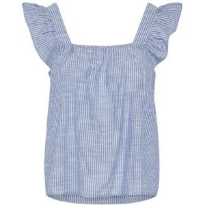 PIECES Dames Pcapia Sl Square Neck Mm Top, nautisch blauw/strepen: helder wit, M