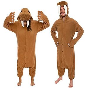 Funziez! Silver Lilly Onesie voor volwassenen, Halloween-kostuum, dier, dinosaurus, haai, uniseks, pluche, eendelig, cosplaypak voor volwassenen, mannen en vrouwen, S