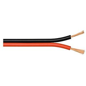 Goobay 15083 Luidsprekerkabel 2x0,75 mm² koperen strengen, luidsprekerkabel, audiokabel per meter, Speaker Cable koperen kabel, subwooferkabel, rood, zwart, 100m