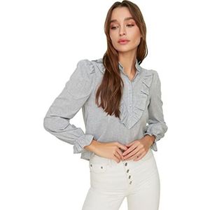 Trendyol Dames Gray Frilly Blouse, 36