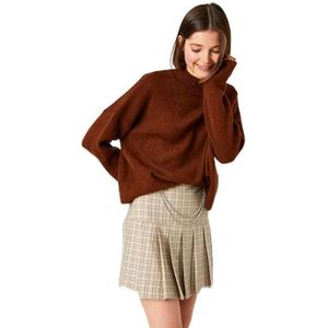 Koton Oversized gebreide trui voor dames, coltrui met lange mouwen, bruin (517), S