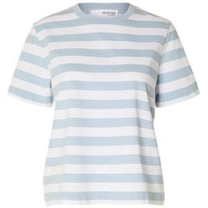 SELECTED FEMME Dames Dames T-shirt Gestreept Fit Slfessential Ss Striped Boxy Tee Noos, Cashmere Blue 1, XS