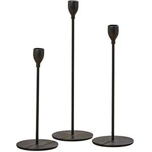 Boltze - Kandelaar - Set van 3 - 23,28 en 33cm - Metaal - Ø 10 cm - Zwart