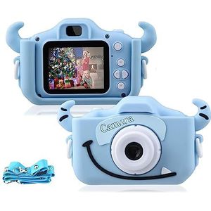 Kindercamera, selfie, fototoestel voor kinderen, met zachte siliconen cartoonhoes, 2,0 inch scherm, dubbele lens, 1080p HD, 20 MP, kindercamera voor jongens en meisjes van 3 tot 12 jaar, speelgoed