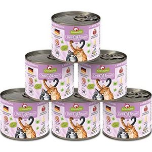 GranataPet DeliCatessen lam & kalkoen, natte voer voor de kat, voedsel voor katten zonder granen en zonder toegevoegde suikers, lekker en gezond voer voor gourmets, 6 x 200 g blikken