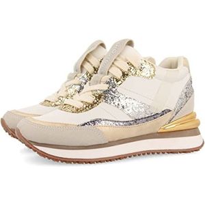 Archon damessneakers met interne sleehak en glitterdetails, Wit, 36 EU