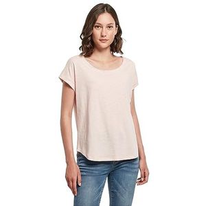 Build your Brand Dames Long Slub Tee T-shirt met korte mouwen voor dames van katoen in vele kleuren verkrijgbaar, maten XS-5XL, roze, XL