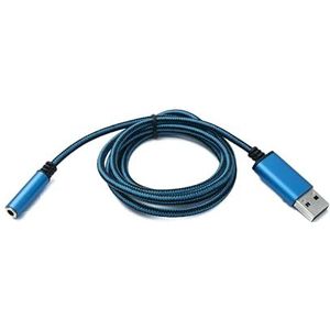 SYSTEM-S Audio USB-kabel 100 cm 3,5 mm jack naar 2.0 type A stekker AUX adapter gevlochten blauw
