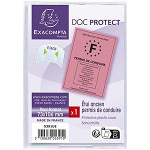Exacompta - Ref. 5391UE - 1 beschermingsetuis voor roze Europese rijbewijzen in opbergformaat 7,3 x 10,7 cm - 6-zijdig etui in gladde PVC - Voor intensief gebruik - Kristal: kleur