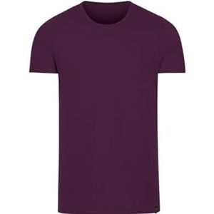 T-shirt van katoen/elastaan, aubergine, S