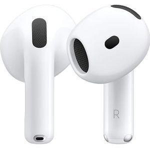 Apple AirPods 4 draadloze oortjes, Bluetooth-koptelefoon, persoonlijke ruimtelijke audio, zweet- en waterbestendig, USB C-oplaadcase, H2 chip, tot 24 uur batterijduur, moeiteloos instellen voor iPhone