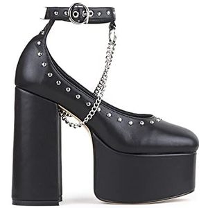 LAMODA - Desire enkelband extreme platform hakken, EU 41, Black PU, 41 EU