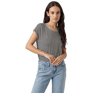 VERO MODA VMAVA Plain SS TOP Stripe GA JRS NOOS Shirt, Zwart/Stripes: Pristine, XS, zwart/strepen: pristine, XS