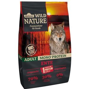 Dehner Wild Nature Hondenvoer, mono proteïne, droogvoer zonder granen, suikervrij, voor volwassen honden, eend/vis, 4 kg
