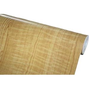 BUVU Plakfolie, meubelfolie, lichtbruin, houtlook, zelfklevende folie, houtbehang, 45 cm x 300 cm, lichtbruin, vintage, strepen, folie, waterdicht, wandbehang voor meubels, muren, kasten, keuken,