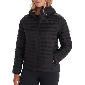 Marmot Dames Wm's Echo Featherless Hoody, Warme Puffy Jacket, geïsoleerde winterjas met capuchon, waterafstotende gewatteerde parka, lichtgewicht inpakbaar jack voor buiten, winddicht, Black, M