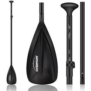 OVERMONT Stand-up peddel SUP telescopische peddel 165 cm - 215 cm verstelbaar demonteerbaar aluminium voor stand-up-peddel, kajakken, kanoën, surfboard