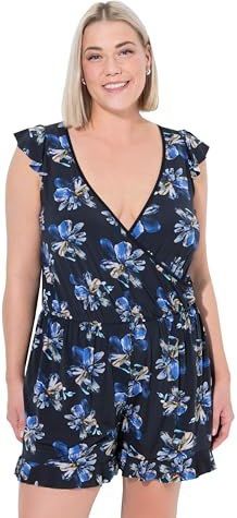 Ulla Popken - Badpak - Blauw - Soft Cup - Triangel