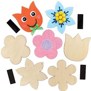 Baker Ross AX870 Flower Fridge Magneten - Pack van 12, koelkastmagneten voor kinderen schilderen kunst en ambachten activiteiten, geweldig voor feesten