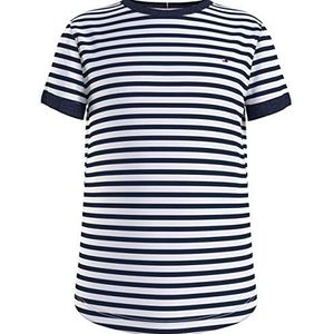 Tommy Hilfiger Essential Stripe Top S/S hemd meisjes en meisjes, Twilight Navy/White, 8