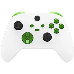 eXtremeRate Knoppen Buttons voor Xbox Serie S X Controller,Vervangende Toetsen LB RB LT RT Bumpers Triggers D-pad ABXY Start Back Sync Share voor Xbox Serie X/S Controller-Transparant Groen