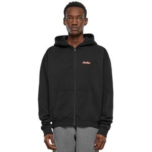Mister Tee Herentrui met capuchon, Ultra Heavy Zip Hoody, herenhoodie met ritssluiting en backprint, losse pasvorm, zwart, XL