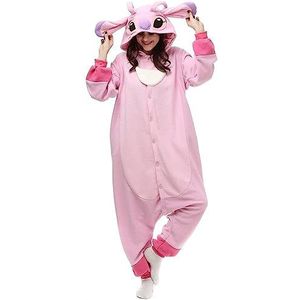 ZKomoL Kigurumi onesie pyjama voor volwassenen, uniseks, voor feestjes en cosplay (Stitch roze, XL)
