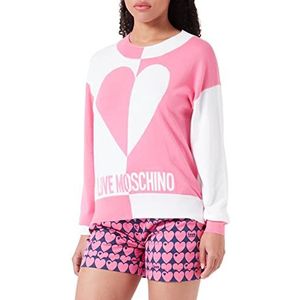 Love Moschino Damestrui met lange mouwen en ronde hals, Fuchsia White, 40