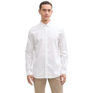 Tom Tailor - Overhemd - Wit - Lange Mouwen - Geborduurd Logo