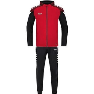 JAKO - Polyester Prestatietrainingspak Met Capuchon, Uniseks-Kind, Rood Zwart, 152