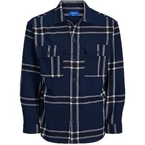 JACK&JONES JUNIOR Jorblafri Check Overshirt Ls Jnr Overhemd voor jongens, navy blazer, 152 cm