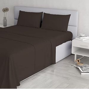 Italian Bed Linen Elegante beddengoedset (plat 250x300, hoeslaken 170x200cm+2 kussenslopen 52x82cm), bruin, dubbel